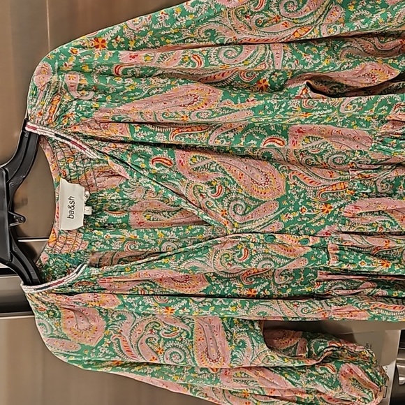 💕BA&SH💕 Odeon Robe Dress ~ Vert Green Paisley Print Large - Picture 14 of 16